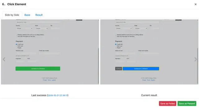 Autify AI Detects UI Change And Compares Side By Side
